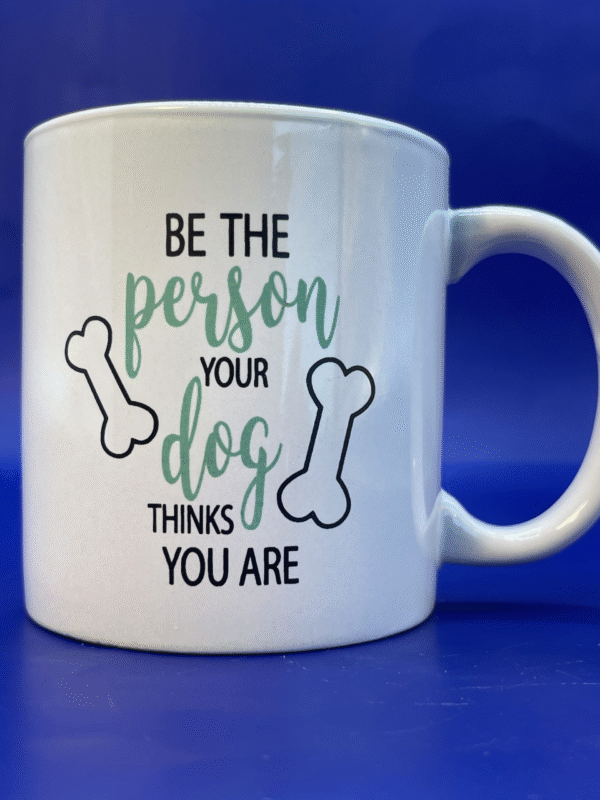 Start your day off right with this Person Dog Thinks Mug. It’s the perfect #cupofmood and blend of coffee and canine love for dog lovers.