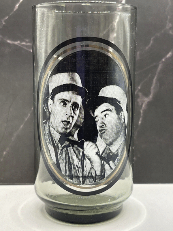 Front view of Arby's Abbott and Costello Drinking Glass