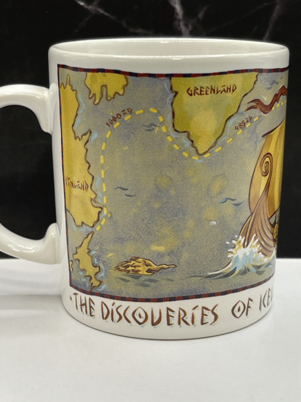 Set sail on a journey through history with the Viking Discoveries Map Mug!