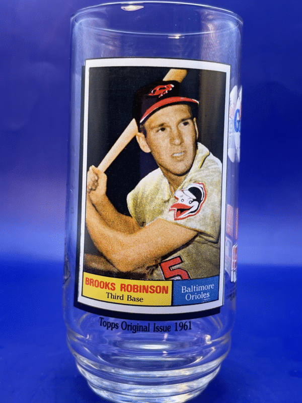 Front view of vintage Brooks Robinson McDonald’s Glass
