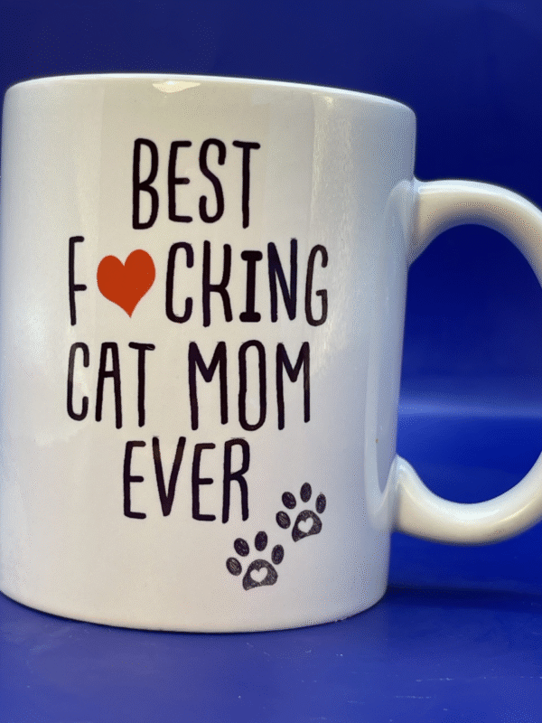 Introducing the Best Fing Cat Mom Mug. A must-have addition to your feline-inspired collection! It’s the perfect #cupofmood for the ultimate cat mom.