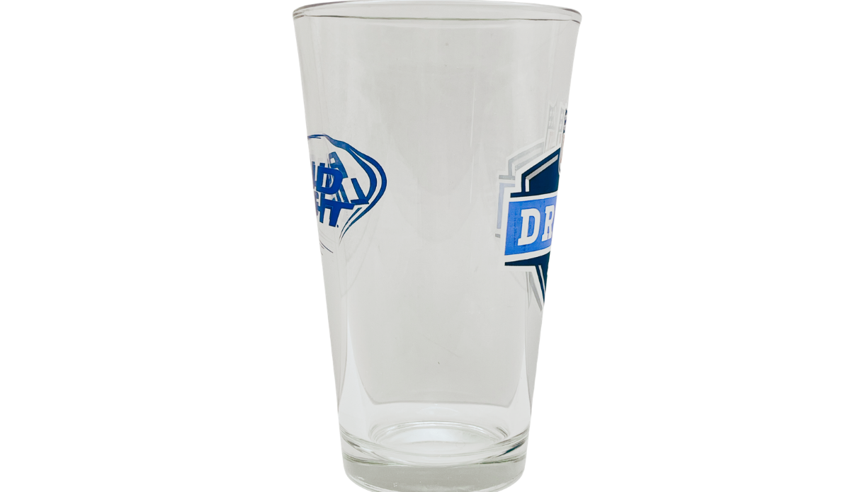 2011 NFL Draft Bud Light Pint Glass side view showing portions of NFL Draft and Bud Light graphics