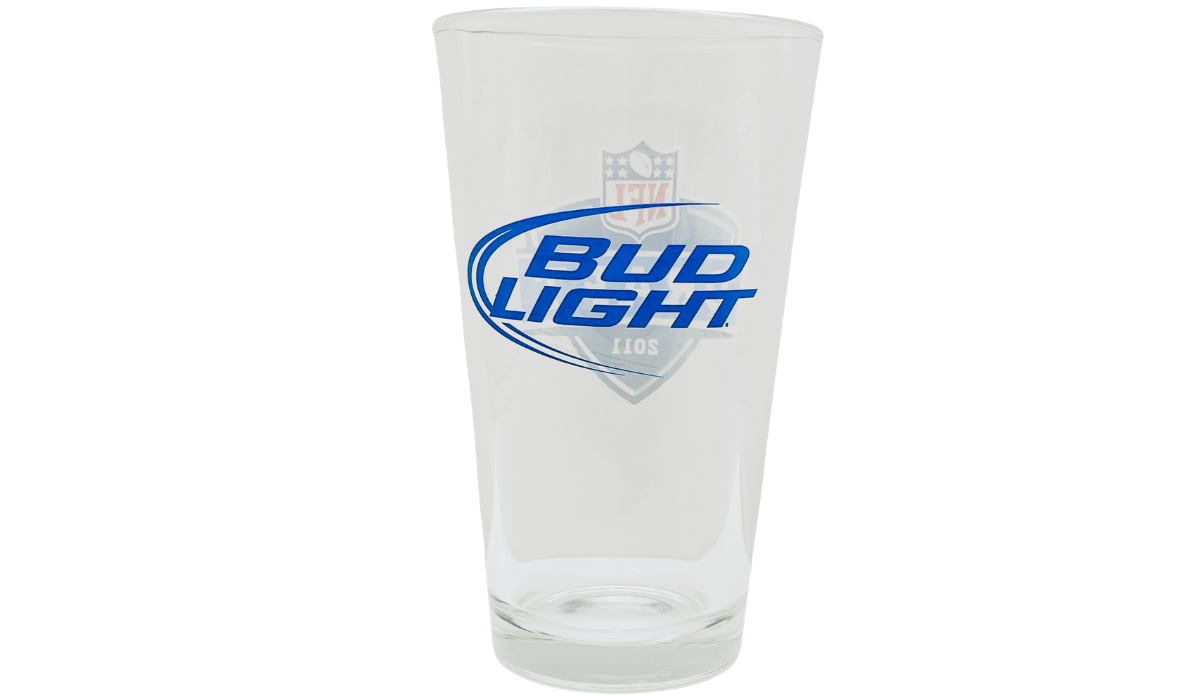 2011 NFL Draft Bud Light Pint Glass back view with large blue Bud Light logo