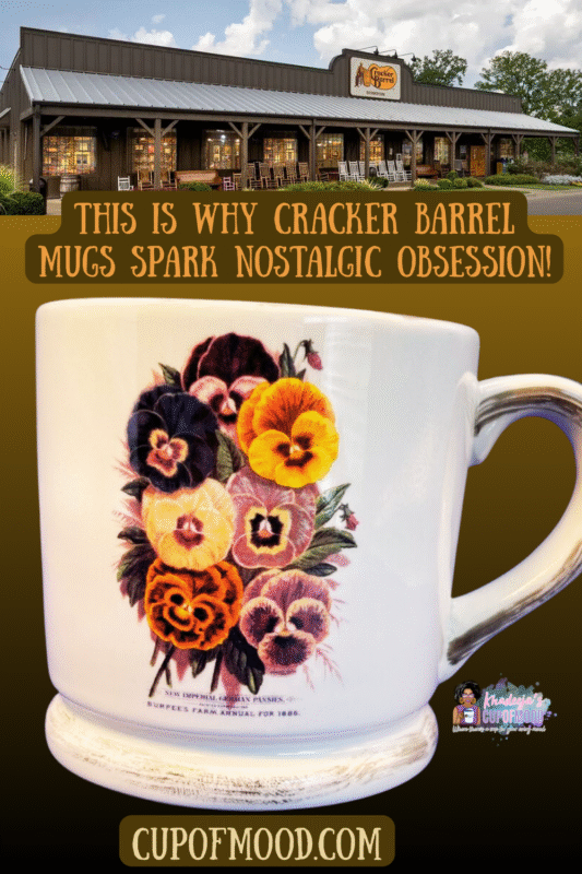 Indulge in the charm of a blooming garden with our Cracker Barrel Pansies Mug. It’s the perfect #cupofmood and a delightful addition.