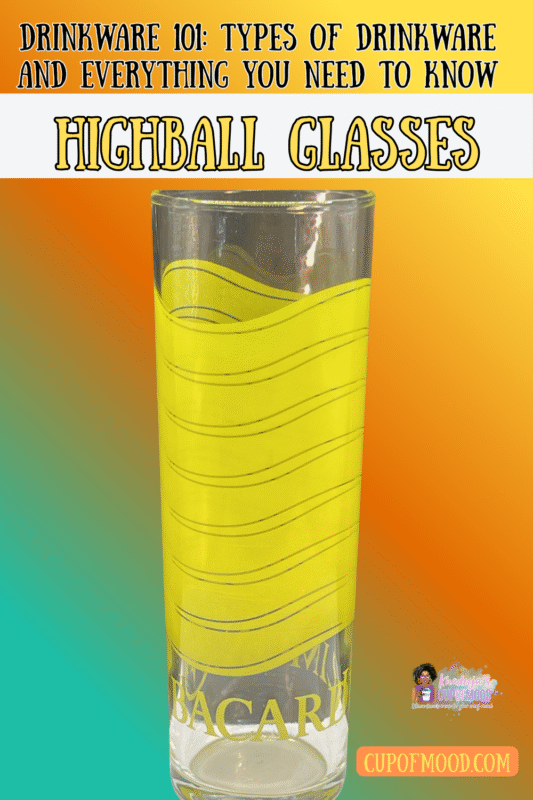 Highball glasses are tall and narrow, and are great for fizzy drinks like gin and tonics or mojitos.