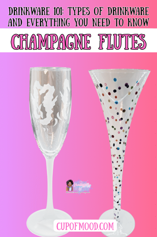Two different styles of champagne flutes from the Champagne Flute Collection at CupofMood. 