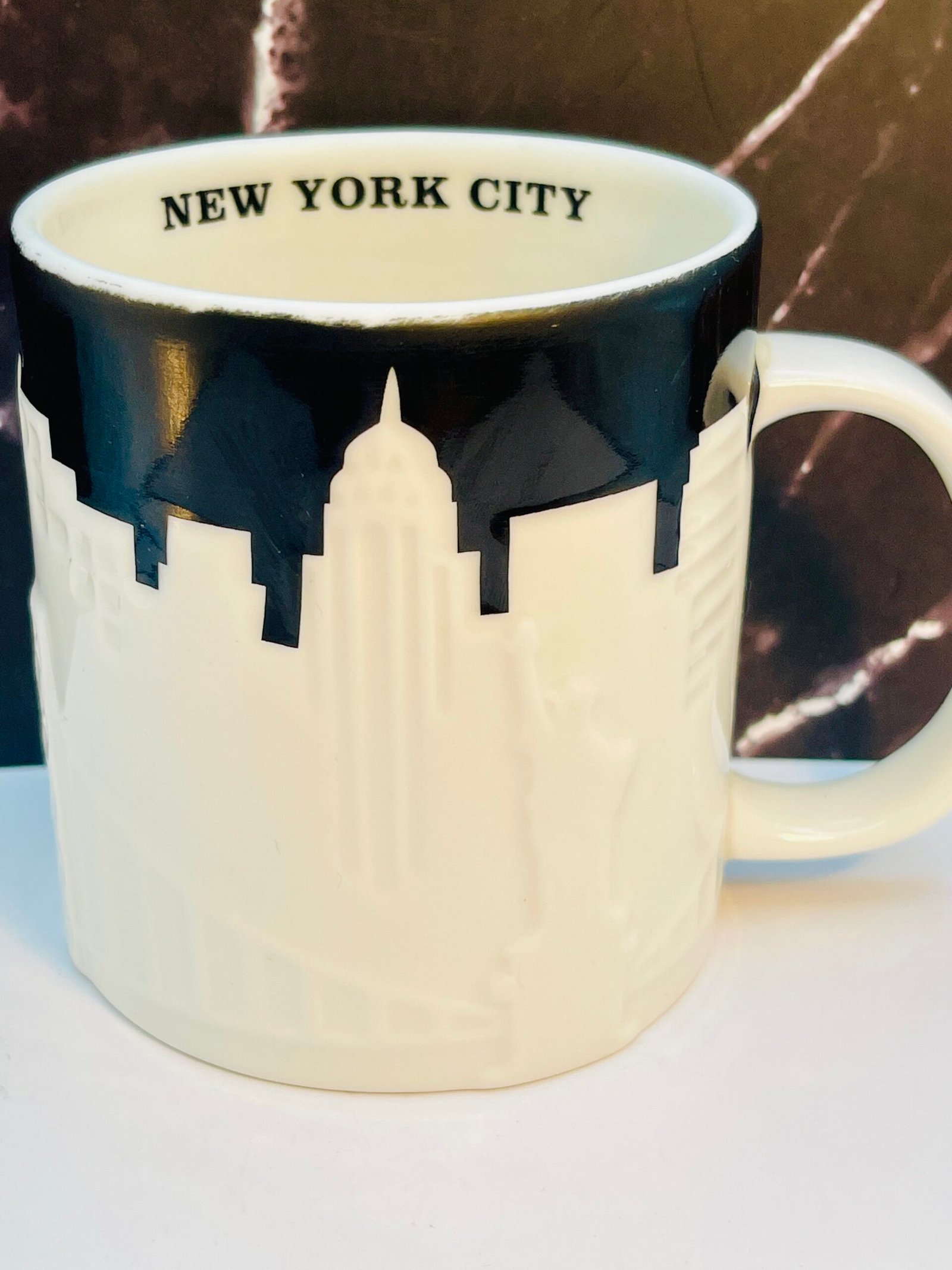 Starbucks NYC Yellow Taxi Skyline Mug front view