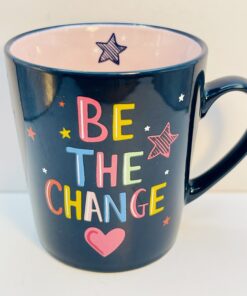 Be the Change Inspirational Ceramic Mug with stars and heart