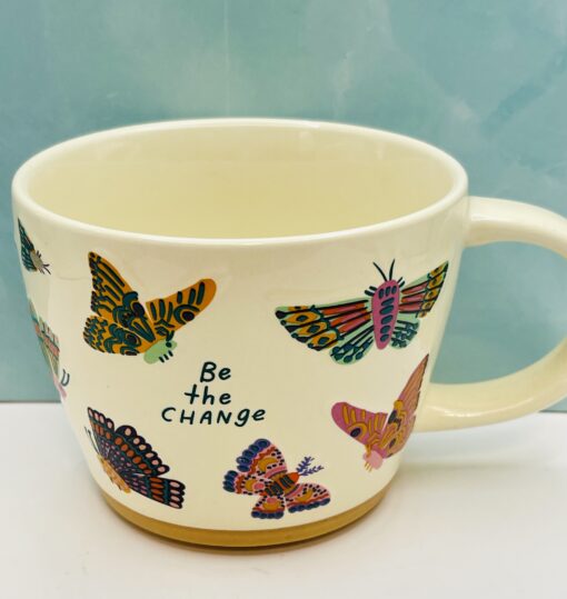 Be The Change Butterfly Mug with embossed butterflies