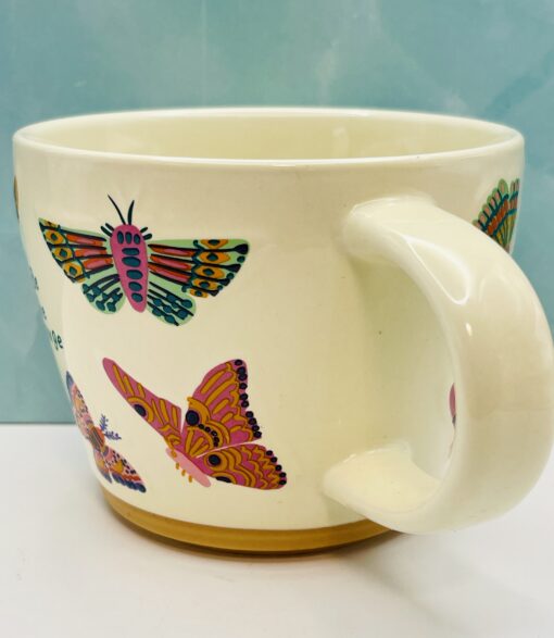 Motivational butterfly ceramic mug for hot or cold drinks