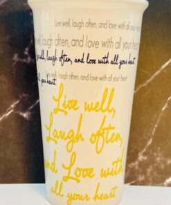 Live Well Laugh Often Love Mug with white interior