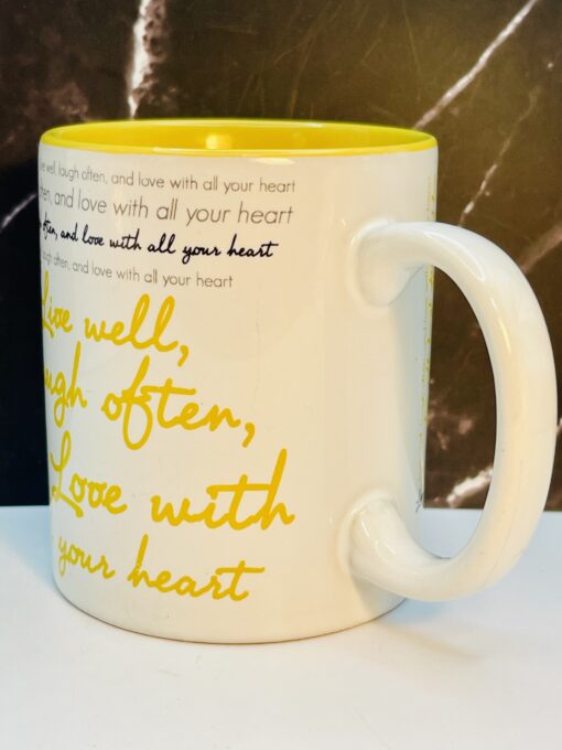 Inspirational ceramic coffee mug with motivational phrase