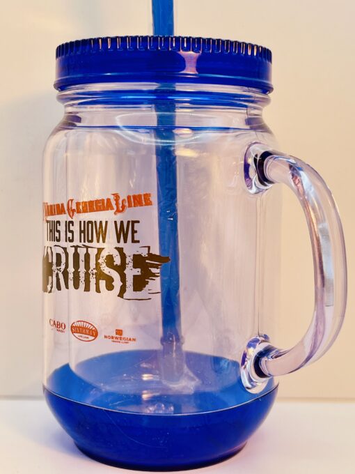 Reusable mason jar with handle and straw