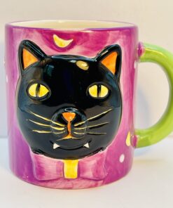 Halloween Black Cat Ceramic Mug purple
