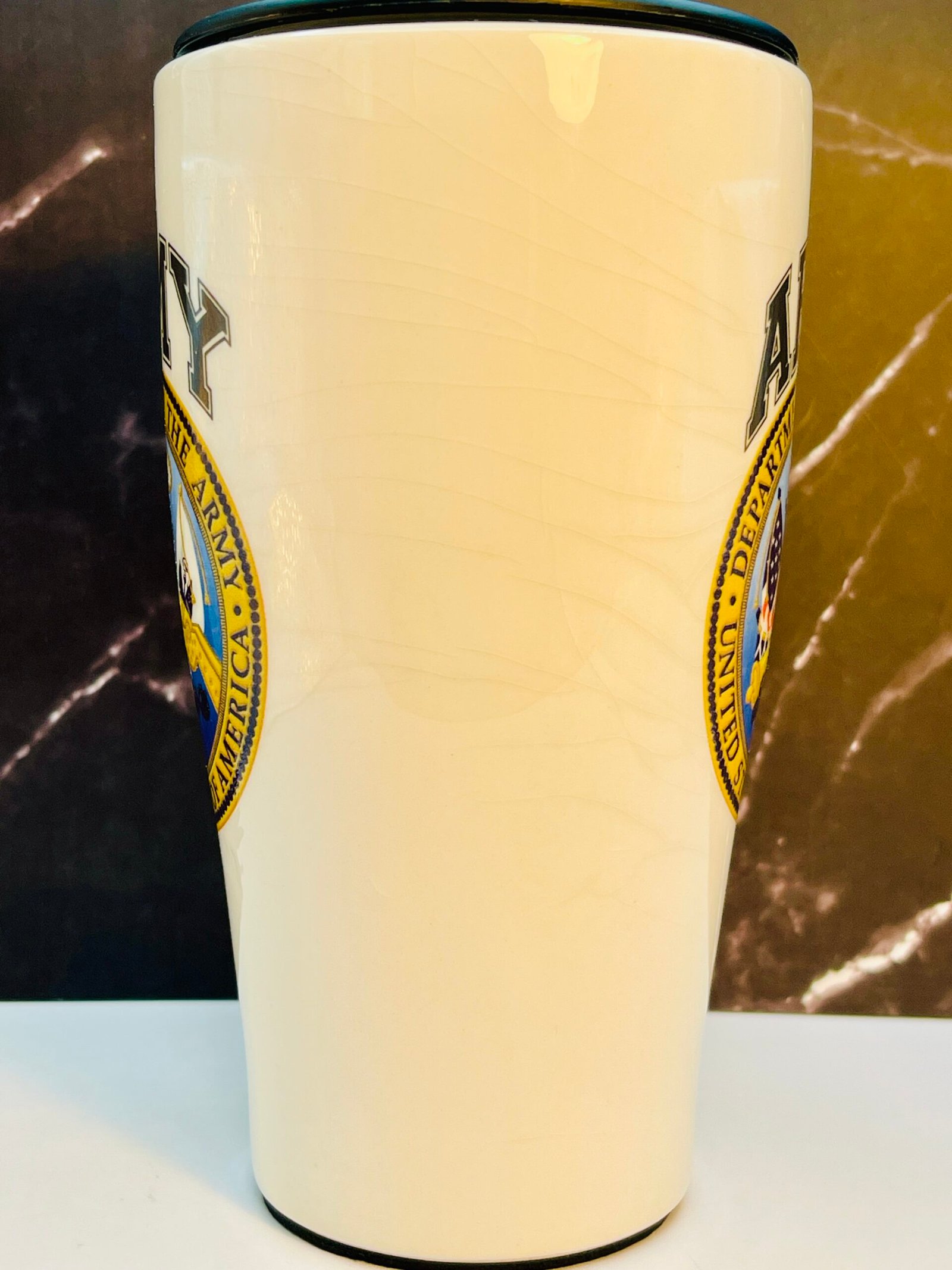 Durable Army travel mug for veterans, service members, or supporters