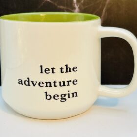 Threshold Let The Adventure Begin Mug white with green interior
