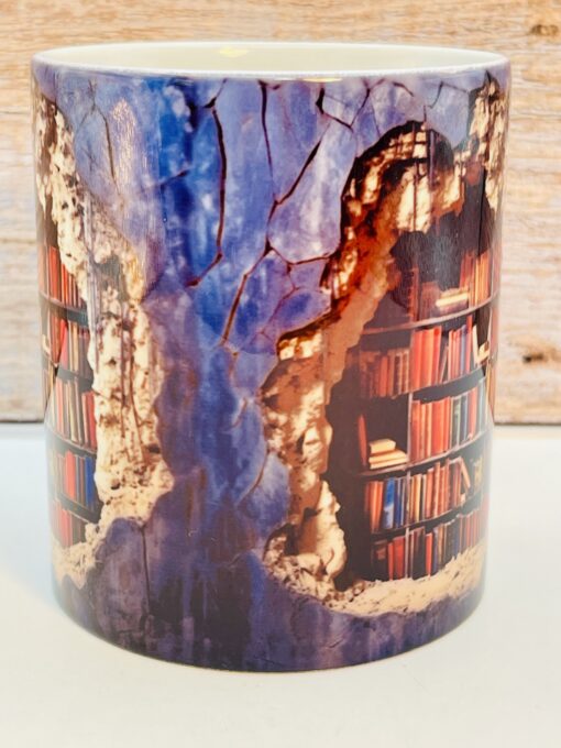 Unique bookshelf-inspired ceramic mug for daily use