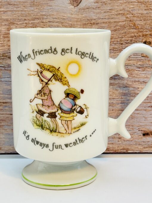 Vintage Holly Hobbie Friends Pedestal Mug front view