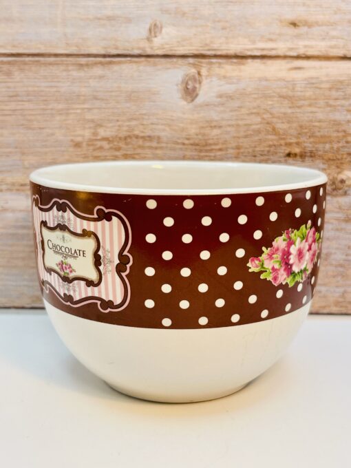 Oversized Trisa Stoneware chocolate soup mug with polka dots