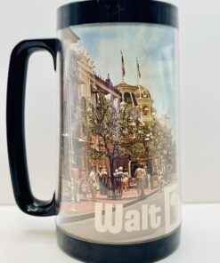 Side view of vintage Disney Thermo Serv insulated mug