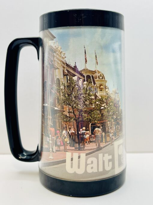 Side view of vintage Disney Thermo Serv insulated mug