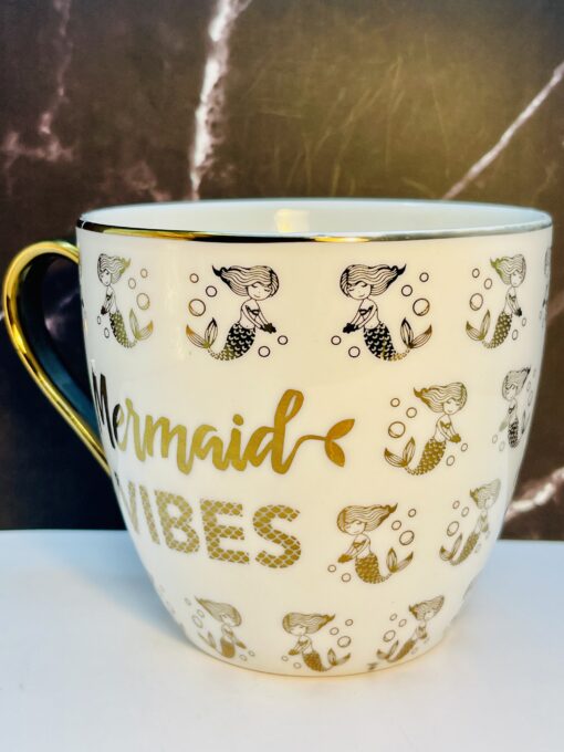 Ceramic mermaid coffee cup with glossy finish