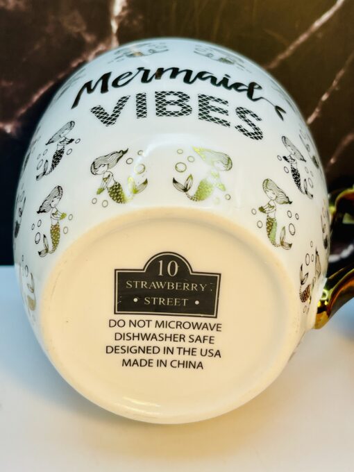 Ceramic mermaid coffee cup with glossy finish