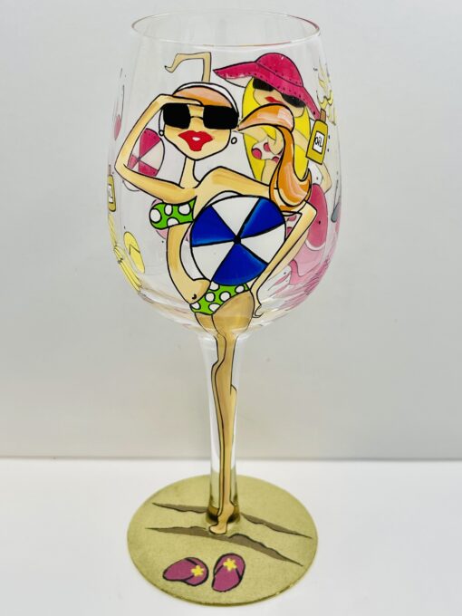 95° & Sunny Bottom’s Up Life’s A Beach stem wine glass