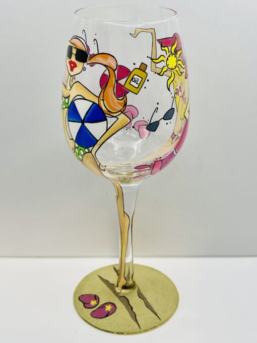 Collectible coastal wine glass with sand-textured base