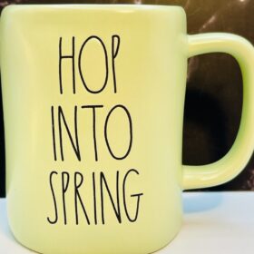 Rae Dunn Hop Into Spring Mug ceramic light green