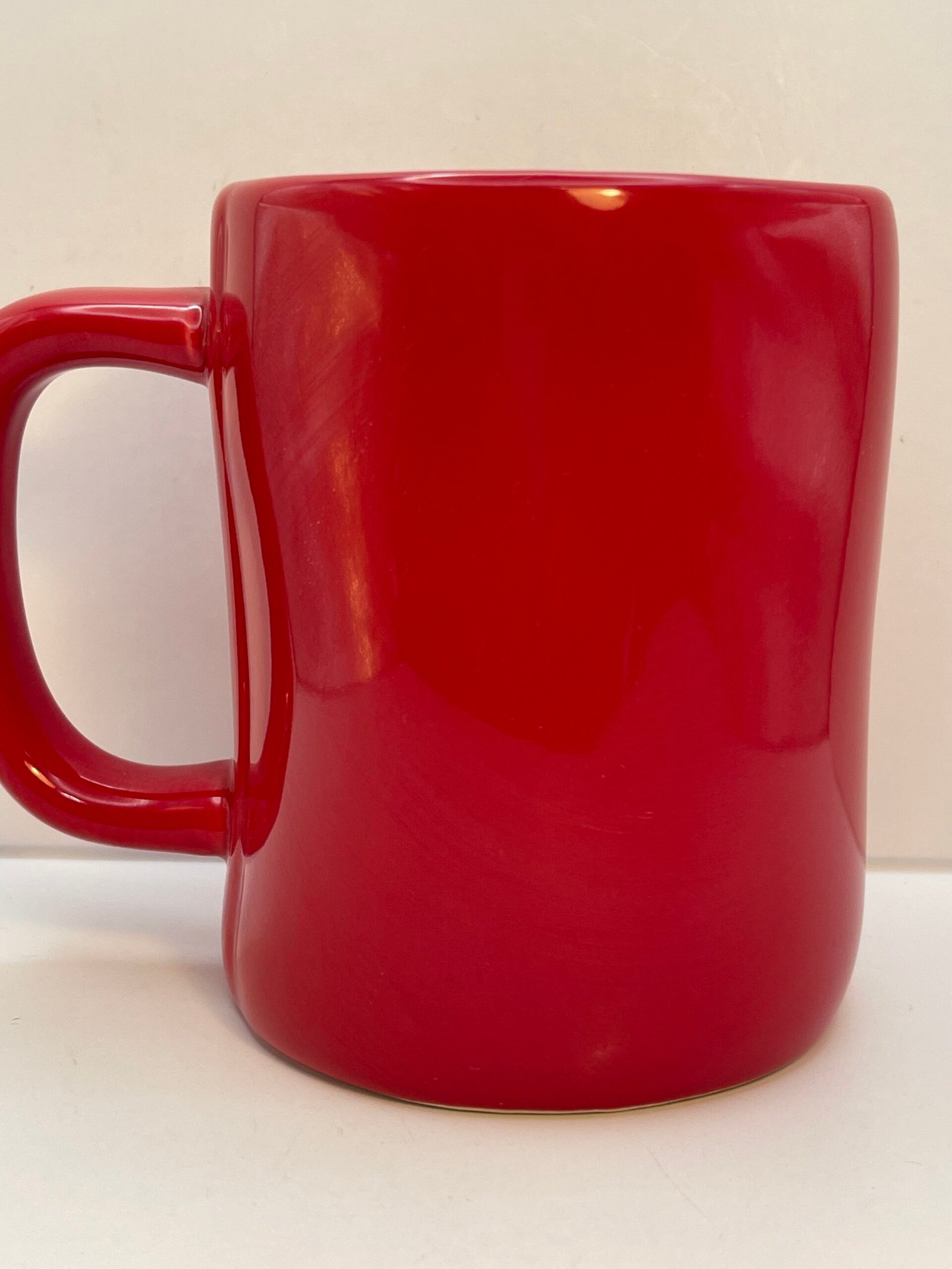 Collectible Rae Dunn Believe Mug red ceramic style