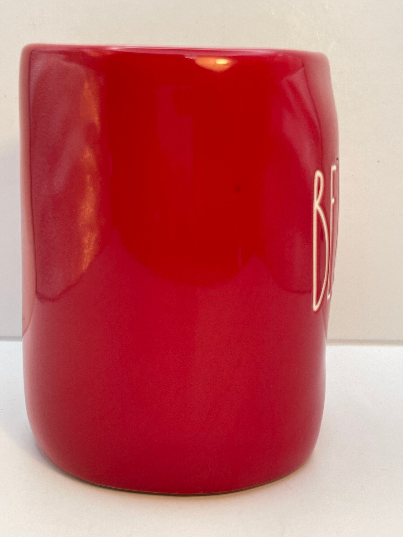 Rae Dunn 16oz Believe Mug with white lettering