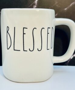 Rae Dunn Blessed Mug 12 Ounce White Front