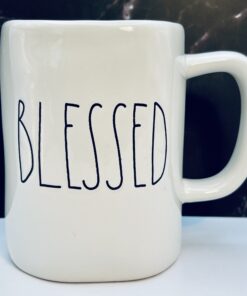 Rae Dunn Blessed Mug 16 Ounce White Front