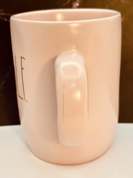 Pink Rae Dunn ceramic Bumble Mug side view