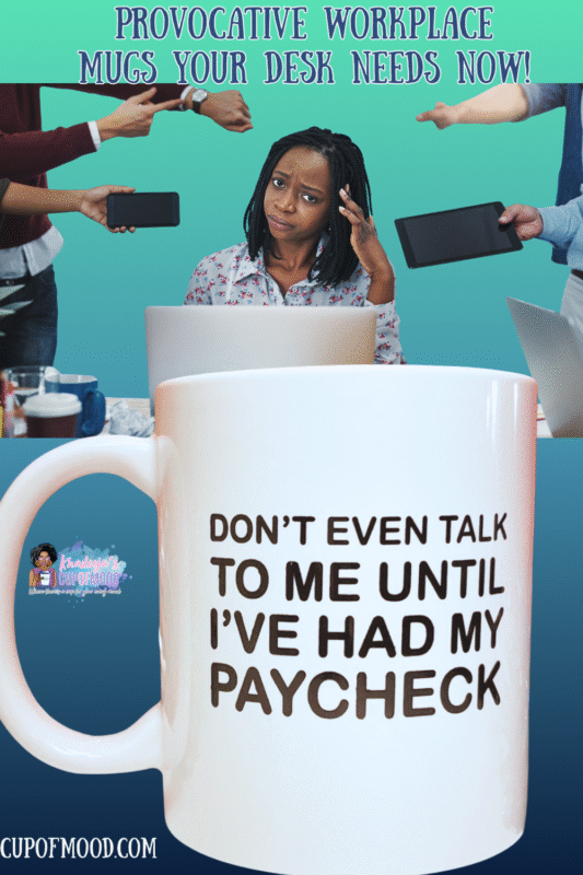 Funny paycheck coffee mug with office humor