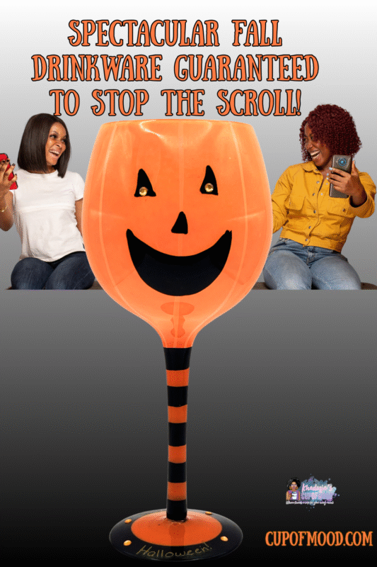 Hand-painted Happy Halloween Pumpkin Wine Glass with festive pumpkin design from the spectacular fall drinkware collection.