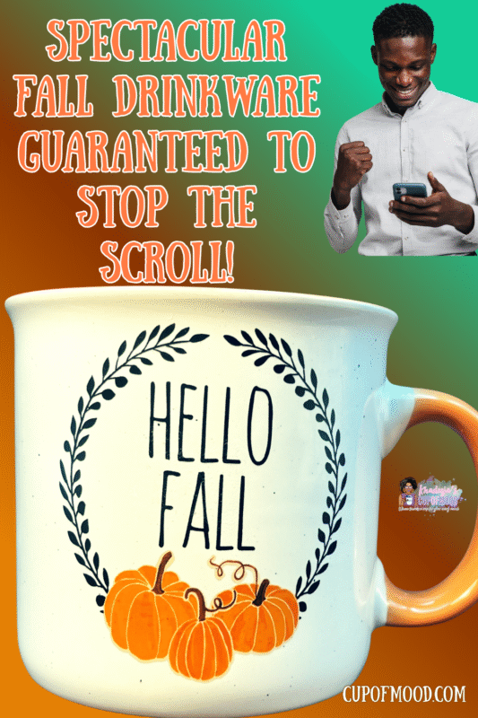 Oversized Hello Fall Pumpkin Mug by Cynthia Rowley with fall pumpkin design in the spectacular fall drinkware collection.