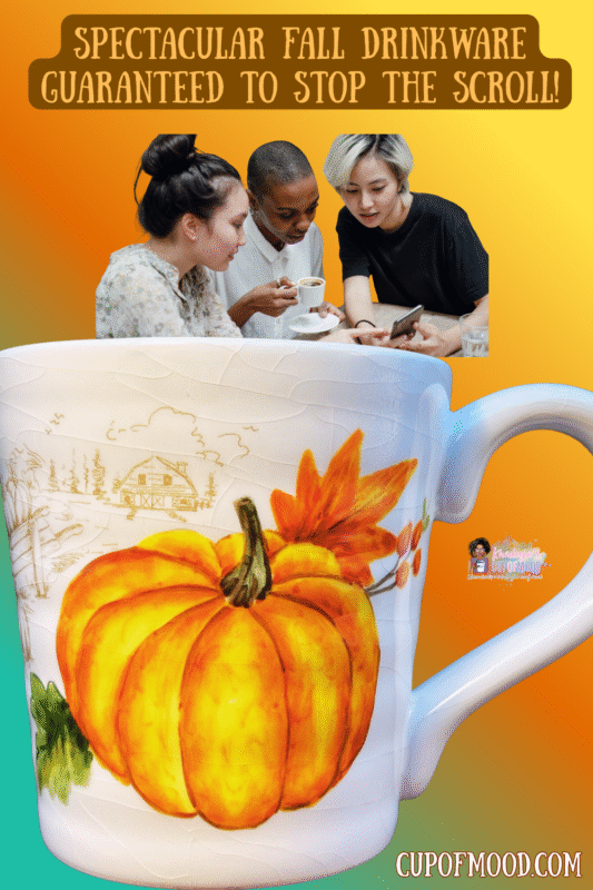 Maxcera Fall Pumpkin Patch Mug with hand-painted pumpkin patch design from CupofMood