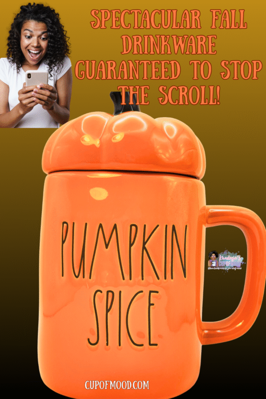 Rae Dunn Pumpkin Spice Mug with pumpkin topper lid, 16 oz fall mug
