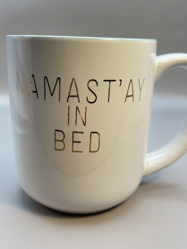 This Namastay In Bed Mug by 10 Strawberry Street is the perfect #cupofmood for people who love to stay in bed. And who doesn’t love that?