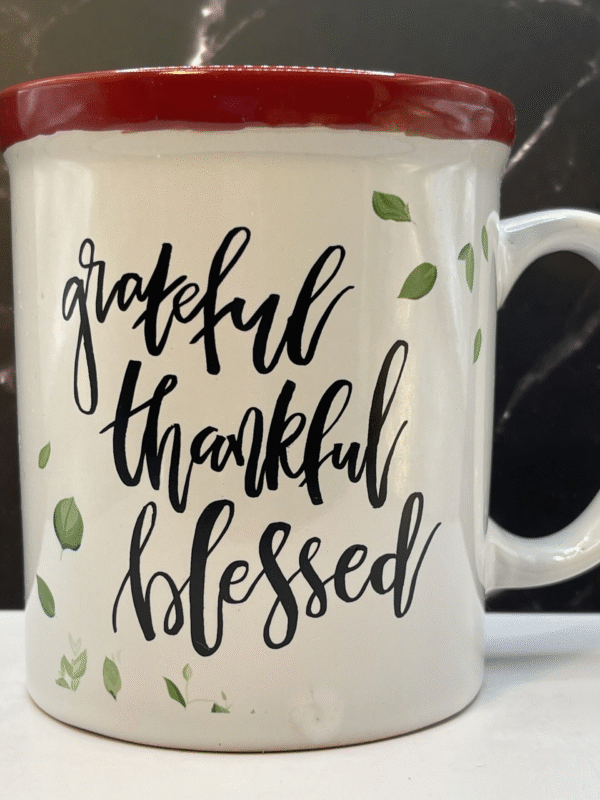 Start your mornings with gratitude and a lot of coffee with the Grateful Thankful Blessed Jumbo Mug! It’s the perfect #cupofmood from the spectacular fall drinkware collection