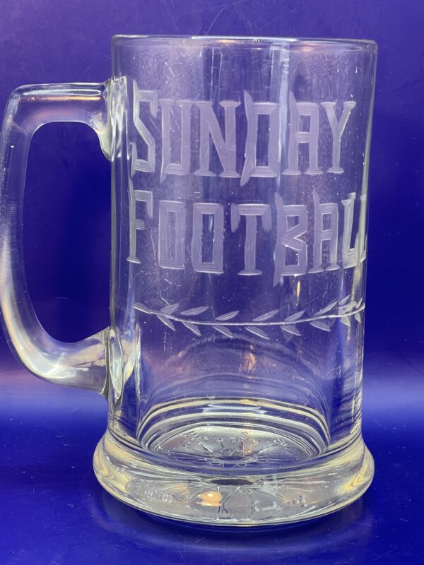 This 16-ounce clear glass mug is not just a vessel. It’s also a ticket to gridiron glory and Sunday football bliss.