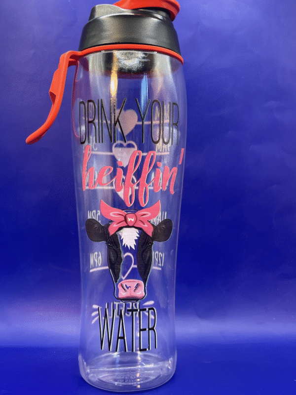 Introducing the star of the fabulous Water Bottle Collection: the Drink Heiffin Water Bottle. It’s the perfect #cupofmood where hydration meets humor.