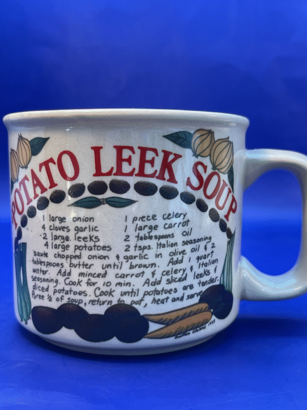 Embark on a culinary journey with our Vintage Potato Leek Soup Recipe Mug.  It’s the perfect #cupofmood that brings a taste of comfort to your kitchen!
