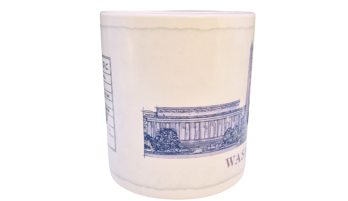 Starbucks Washington D.C. Architecture Mug middle view with blue city landmark illustration