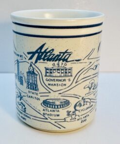 Atlanta Embossed Landmark Souvenir Coffee Mug blue on white
