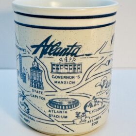 Atlanta Embossed Landmark Souvenir Coffee Mug blue on white