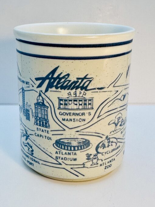 Atlanta Embossed Landmark Souvenir Coffee Mug blue on white