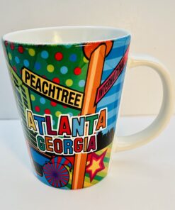 Atlanta Landmarks Souvenir Coffee Mug with colorful skyline